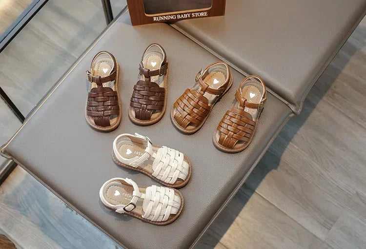 Kids Sandals 2025 Summer Sandals for Boy Fashion Children Cut-Outs Beach Shoes Braided Style Causal Walking Flat Sandals