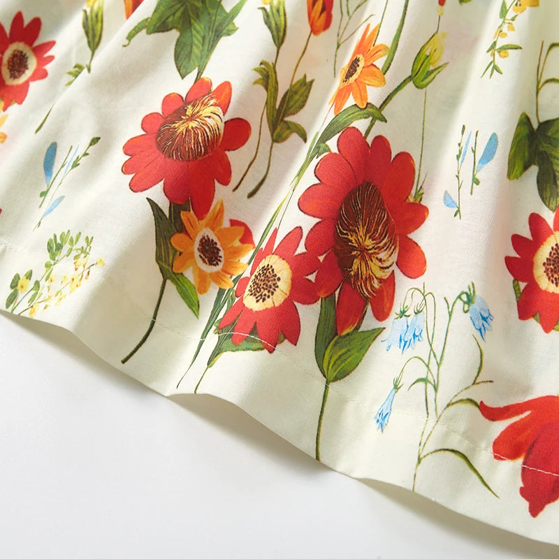 Little Maven 2024 New Kids Clothes Summer Dress Baby Girls Clothes Cartoon Flowers Dresses Children's Clothing Vestidos Cotton