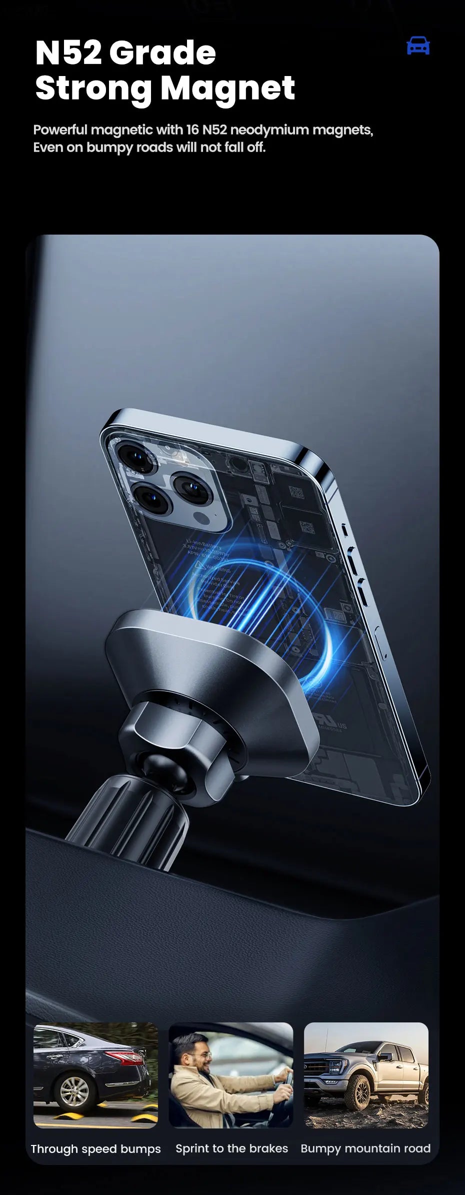 Toocki Magnetic Car Wireless Charger Car Phone Holder Air Outlet 15W Fast Charging Charger in Car For iPhone 15 14 13 12 Pro Max