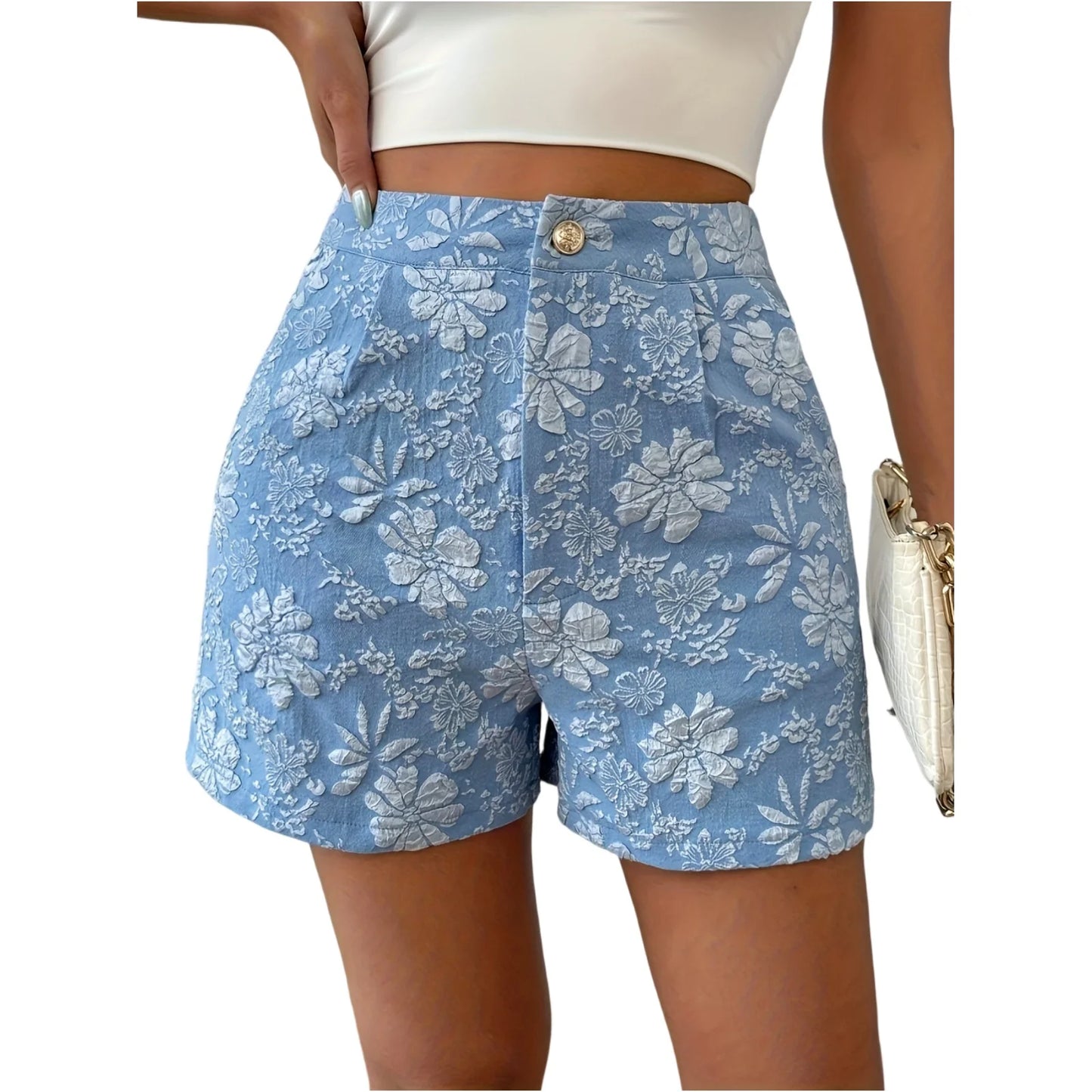 Summer Casual Pure Color Floral Embroidery Shorts Women's Long Pants Nine Points Seven Points Five Points AE Stock Origin