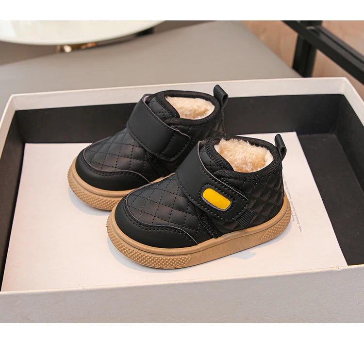 Kids'Casual Shoes Ankle Boots PU Leather Water-Resistant Winter Shoes For Children Anti-slip Warm Pink Black Shoes Size 21-31