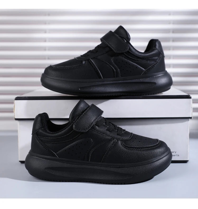 7-13 Boys Shoes Sneakers Fashion Leather Children Comfortable Black White Shoes for Kids Girls School Walking Footwear Non Slip