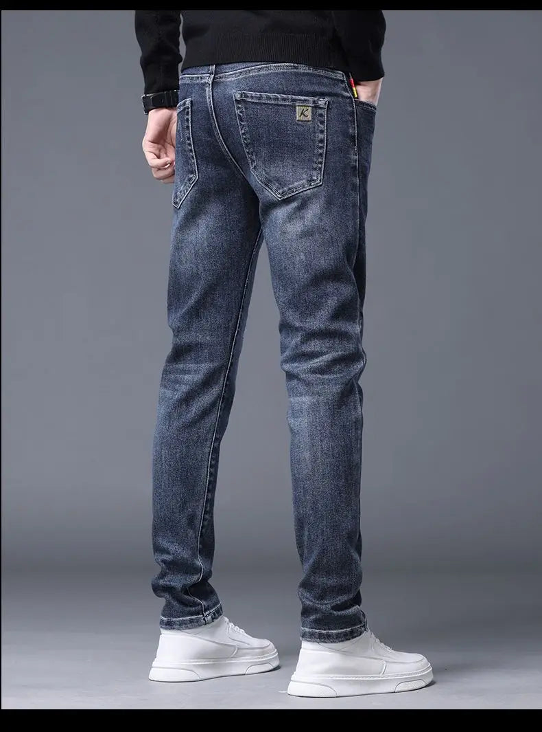 Fleece Thermal Autumn Winter Denim Jeans for Men Pants Warm Thicken Straight Stretch Clothing Fashion Street Causal Denim Pants