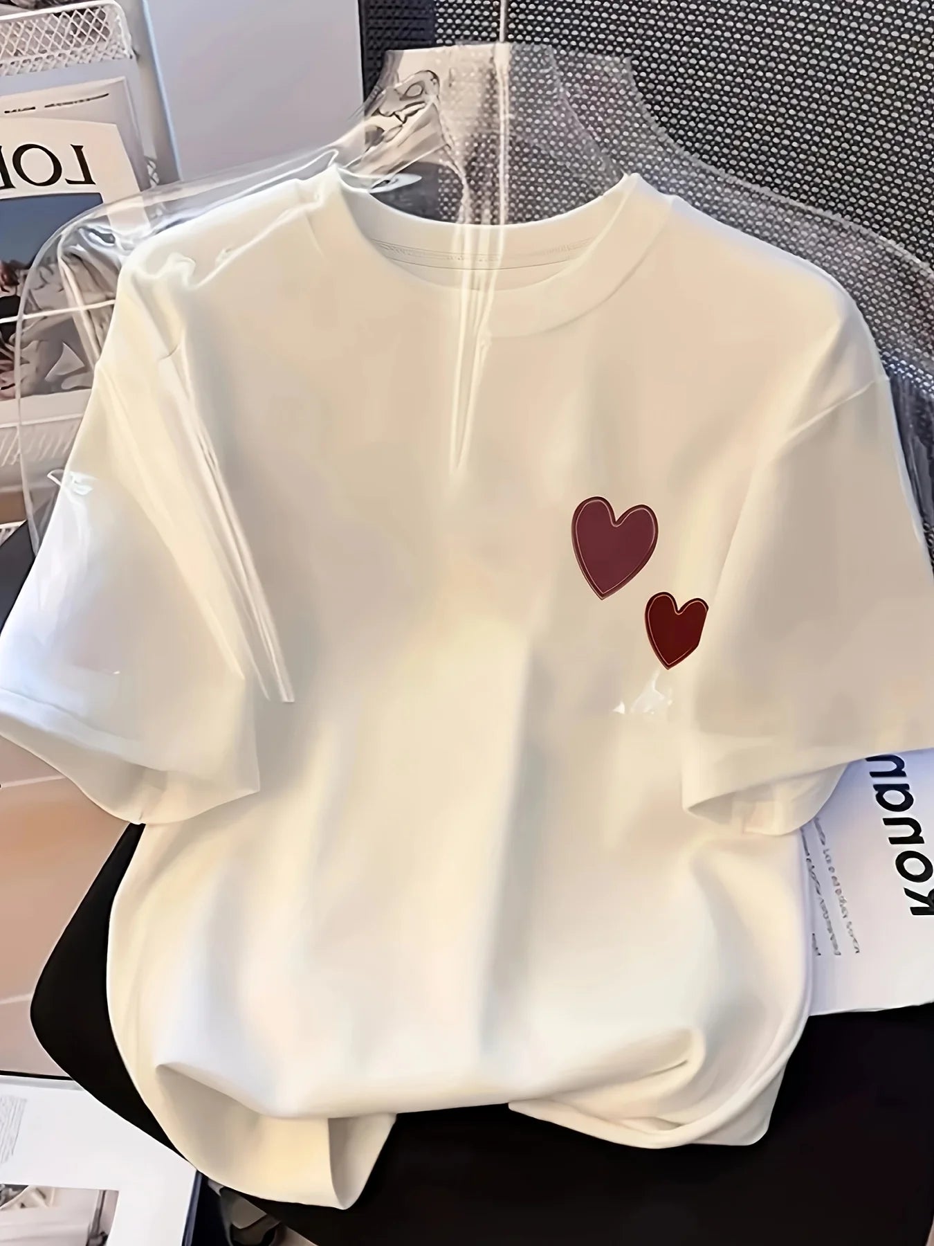 Women's Cute Cartoon Print Cotton Shirt Soft Breathable Short Sleeve Round Neck Tee Sweet Style Casual Summer Top For Daily Wear