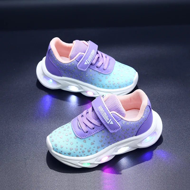 Kids' Casual Shoes Children Led Light Spring Outdoor Sneakers For Breathable Anti-slip Black  Blue Pink Size 21-30