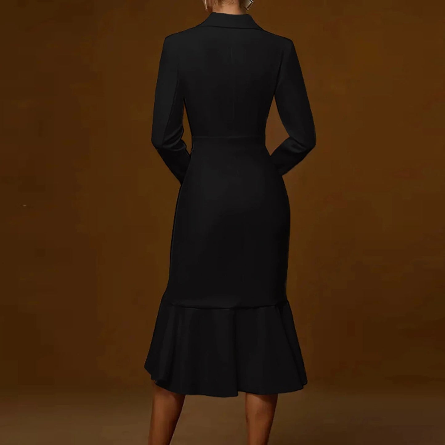 Women'S Fashionable Evening Gown  Autumn Sexy Deep V Neck Long Sleeve Bodycon Dress Classic High Slit Evening Dress Mermaid