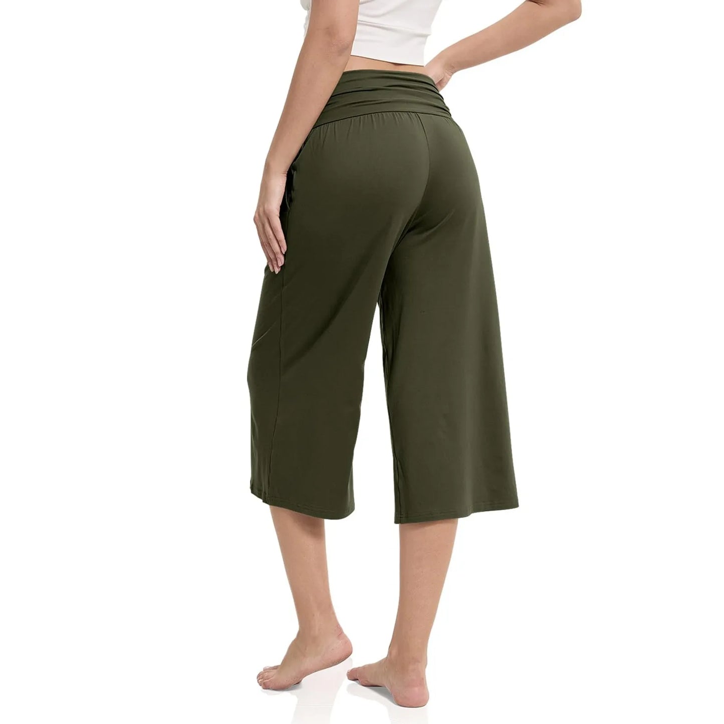 women pants summer loose cropped pants High Waist Solid Color Casual Trousers Pants With Pockets cozy breathable pantalon femme
