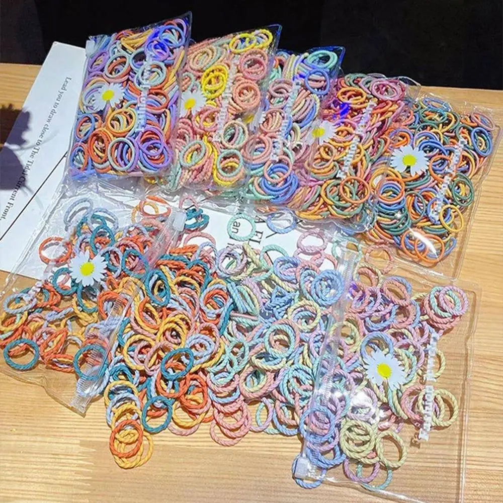 100PCS/Bag Baby Kids Lovely Scrunchies Colorful Ponytail Holder Hair Rope Hair Accesorries Children Hair Ties