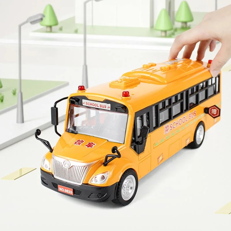 Kids Simulation Large School Bus Inertial Toys Lighting Car Model Interactive Educational Toys for Kids Birthday Christmas Gift