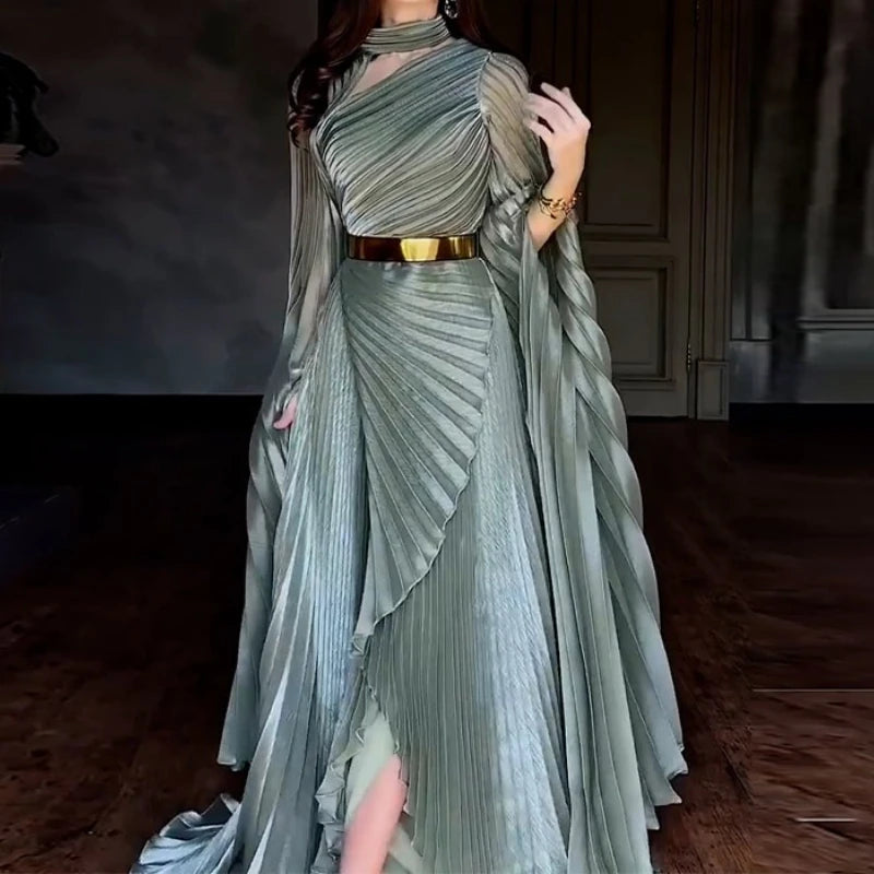 Women's Dresses Temperament Fashion 2025 Autumn New Batwing Sleeve Shawl Split Elegant Party Vestidos Evening Long Dress