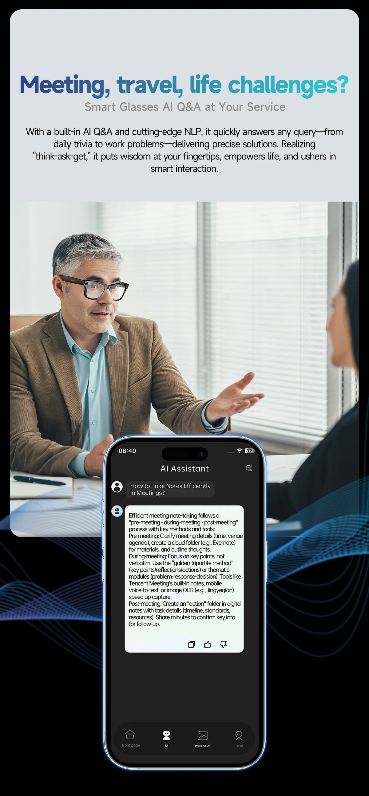 LIGE New Camera SunGlasses 800w Pixel Camera Recording Noise Reduction Ai Recognition Translation Anti Blue Light Smart Glasses