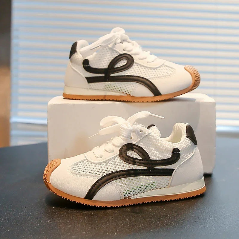 Children's Sneakers Four Seasons 3-18 Years Old Mesh Breathable Boys Girls Tennis Shoes Blue Hundred Non-slip Kids Single Shoes