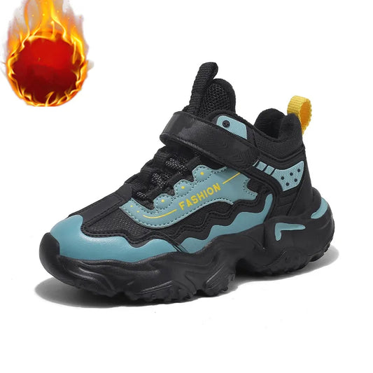 Kids Casual Shoes Winter Boys Leather 5-15y Children Tennis Fashion Sneakers Toddlers Fur Outdoor Footwear Size 29-39