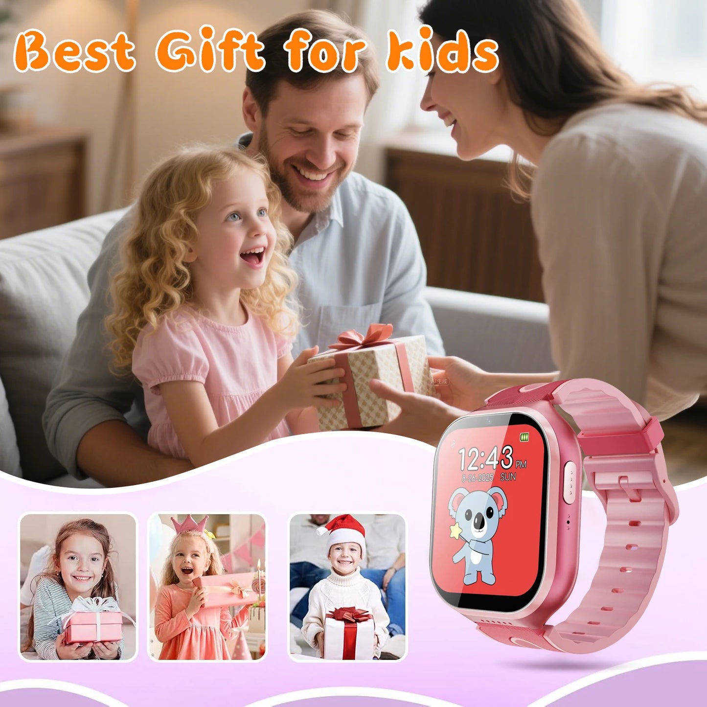 Kids Smart Watch 14 Games Audio Books Flashlight Camera Music Control Alarm Clock Stopwatch For Boy Girl Best Gifts 2025