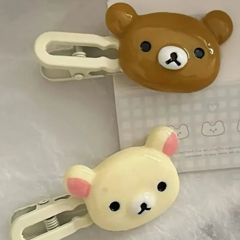 Rilakkuma Hair Clips for Girls Kawaii Relax Bear Hairpin Women Bangs Bobby Pin Fashion Duckbill Clip Kids Hairs Ornaments Gift