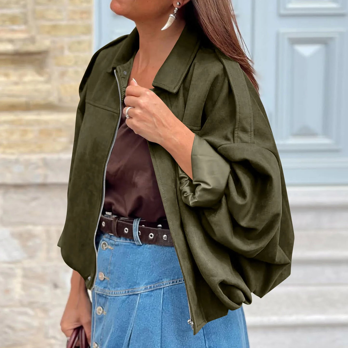 Women's Jacket Fashionable Long Sleeve Zip Up Cropped Coat Autumn Streetwear Cropped Jackets Chic Street Youth Casual Jackets