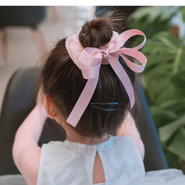 Children's Bow Hair Band Sweet Hair Rope French Large Intestine Ring Solid Color Headband Headwear Girls Kids Hair Accessories