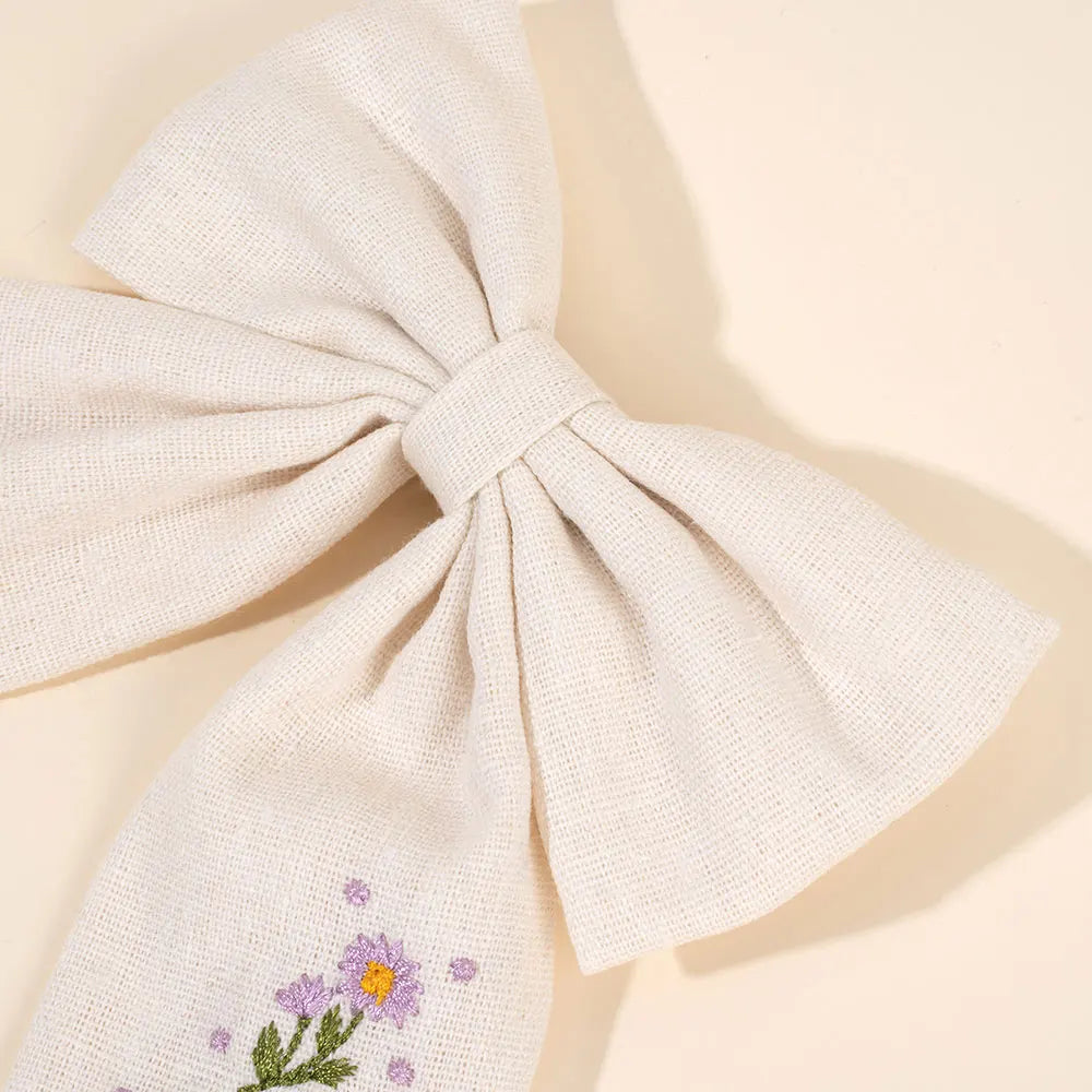 Large Embroidery Bow Hair Clip For Girls Princess Daisy Hairpin Toddler Hair Pin Barrettes Headwear Kids Hair Accessories