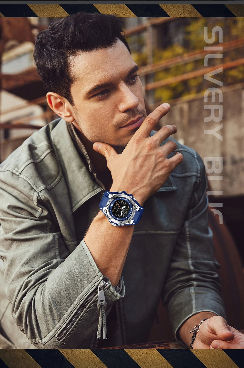 SANDA New Fashion Men Watch Multifunctional Outdoors Sports Waterproof Wristwatch LED Luminous Electronic Digital Men Watches