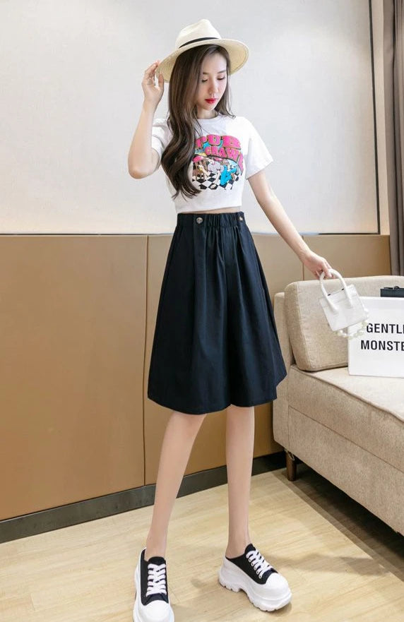 Shorts for Women Culotte Half Wide Knee Length High Waist Skirt Pants Mid Short Woman Bermuda Designer Wholesale Casual Design