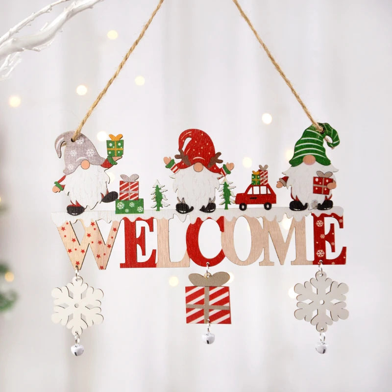 Christmas Wooden Decorations Wall Porch Letter Pendant Snowman Hang Up Creative Decorative Crafts