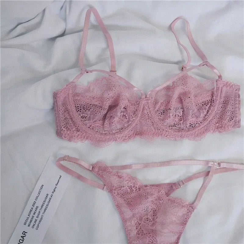 Women's Underwear Bralette Set Sexy Lingerie Lace Erotic Brassiere Female Underwear Lace Bra Panties G-String Bra and Brief Sets