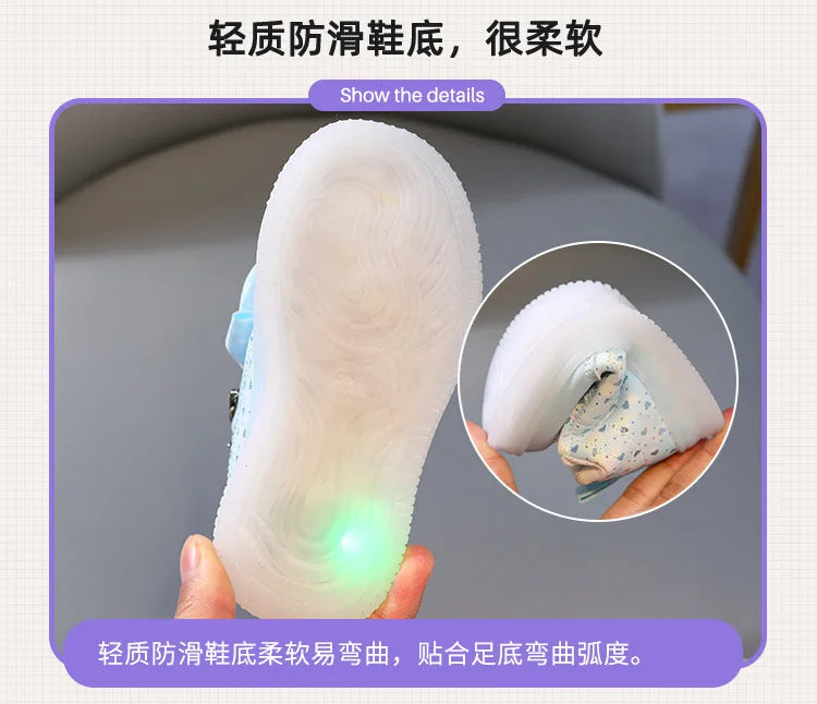 New Kids Shoes Autumn Retro Soft Girl Shoe Glowing Princess Delicate Child Shoes Casual Trend Versatile Designer Short Boot 2025