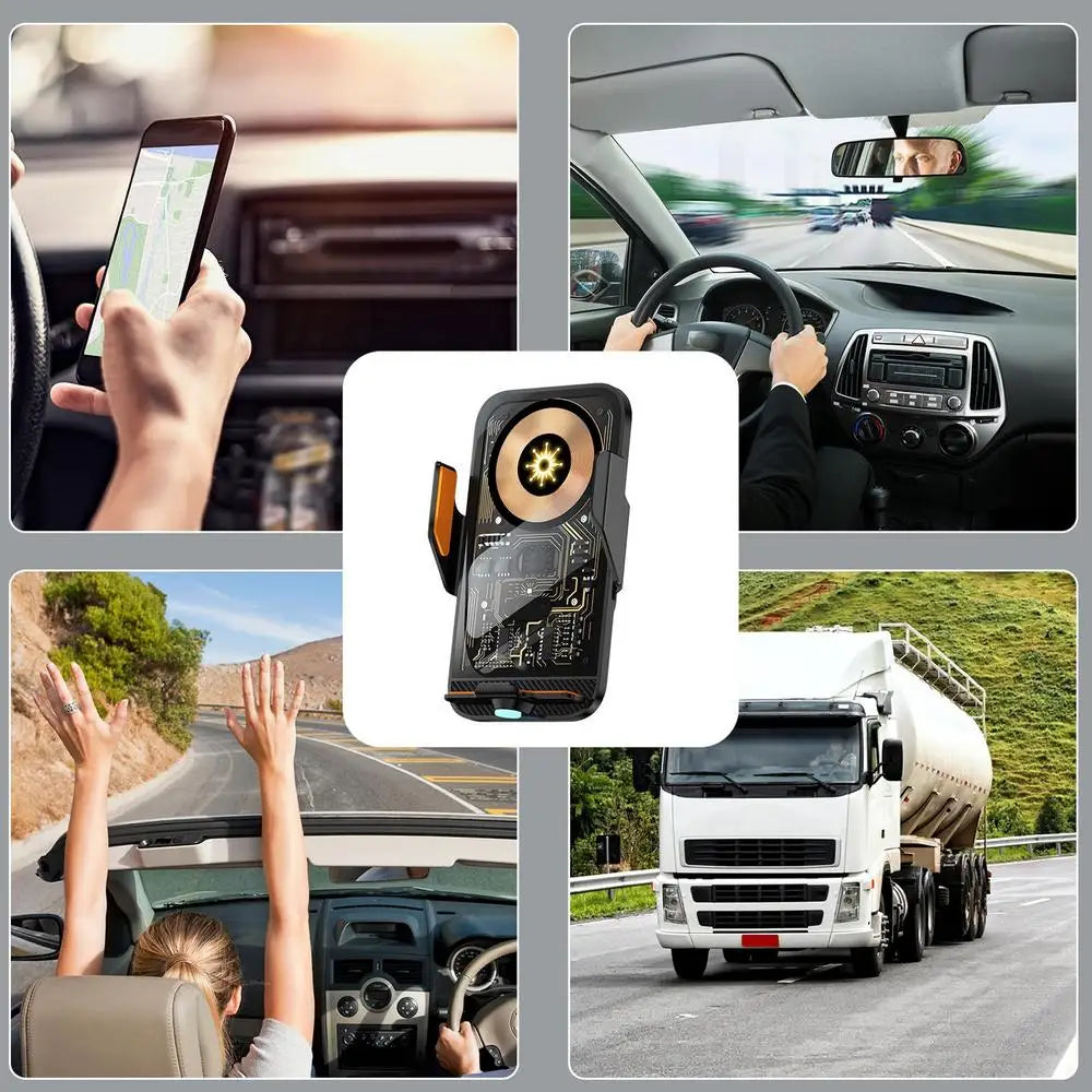 Car Phone Holder Wireless Charger 66W Car Vent Clips 360-Degree Rotation Cell Phone Accessories Car Charger Fast Charging