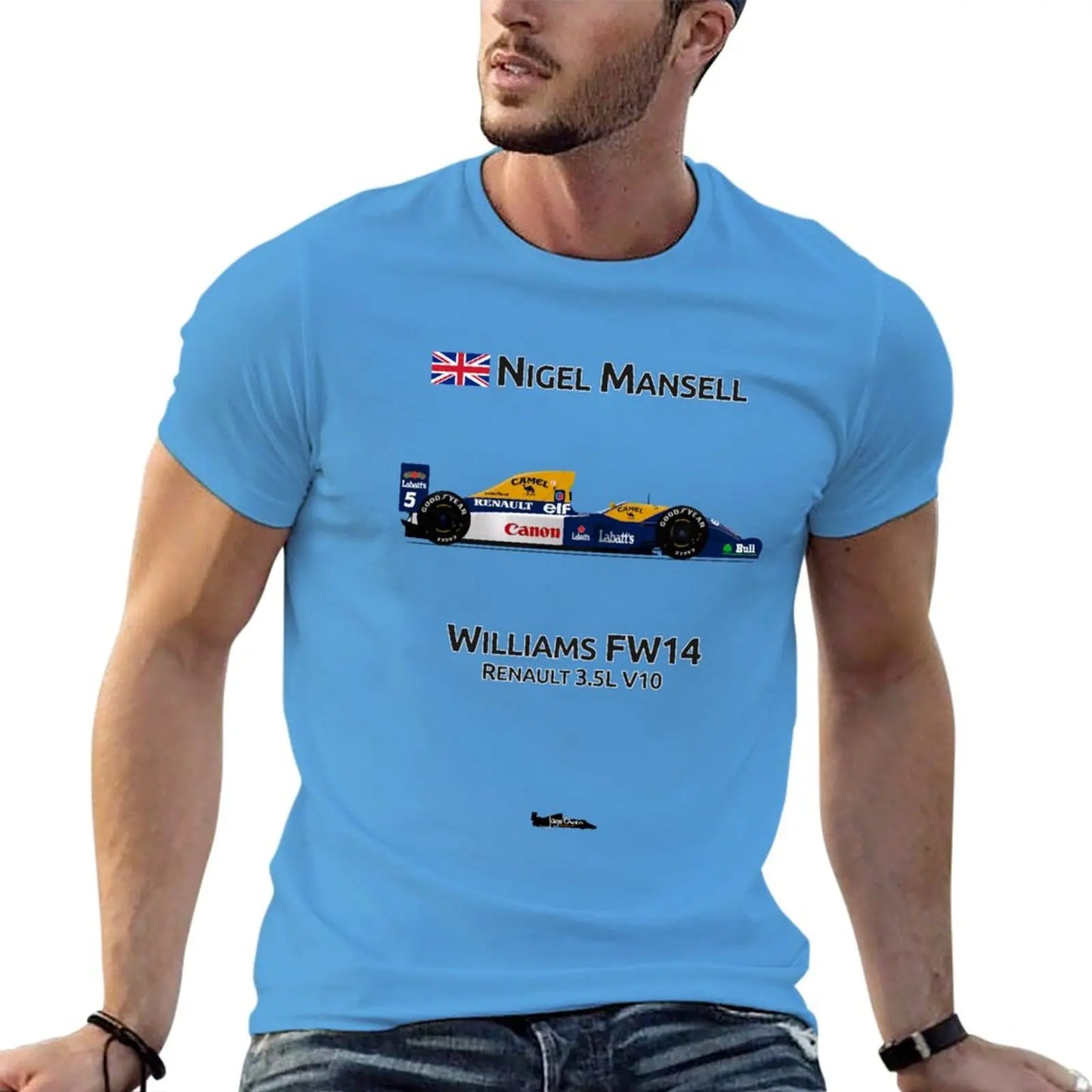 Nigel Mansell - Williams FW14 T-Shirt heavyweight t shirts oversized t shirt big and tall t shirts for men