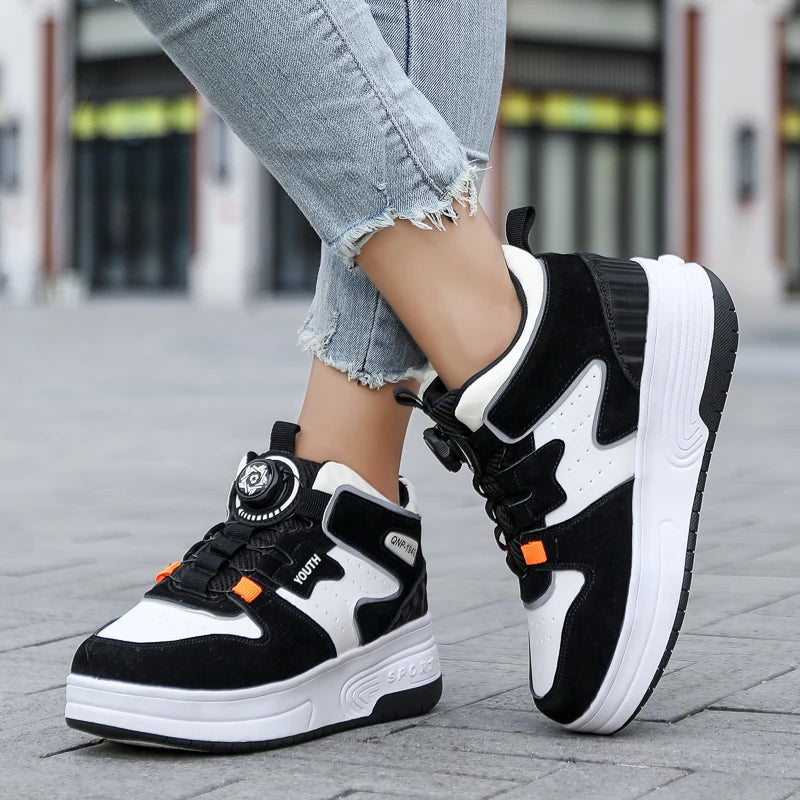 Sneakers for Kids Boys Girls 2Wheels Roller Skate Children Shoes Sports Running Adult Casual Women Tennis Outdoor Size 31-42