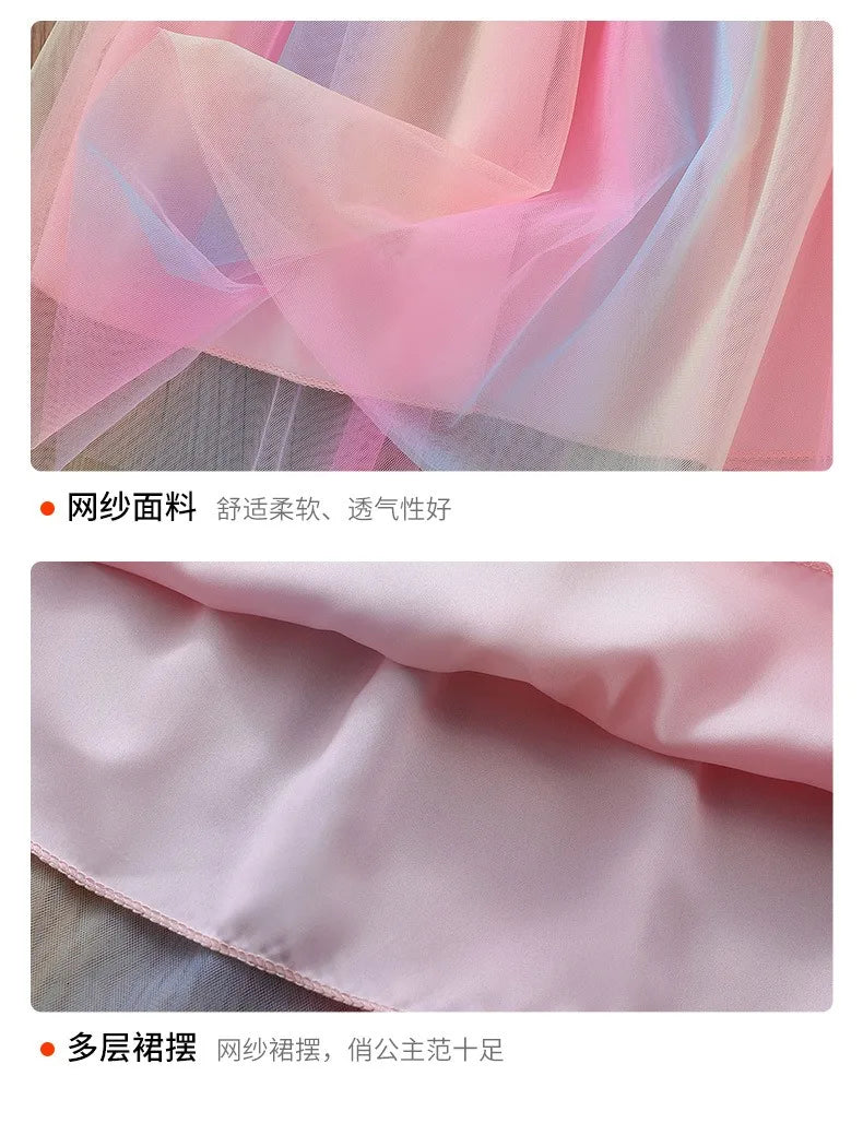 Unicorn Girls Dress New Kids Clothes Summer Short sleeve TuTu Princess Dresses Party Baby Dresses for Children Rainbow 2-8Y