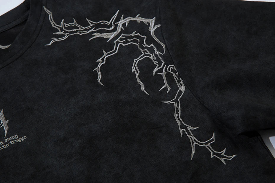 Hip Hop Harajuku Men T Shirts Embroider Vintage Loose Tee Tops Streetwear Oversized T-shirt