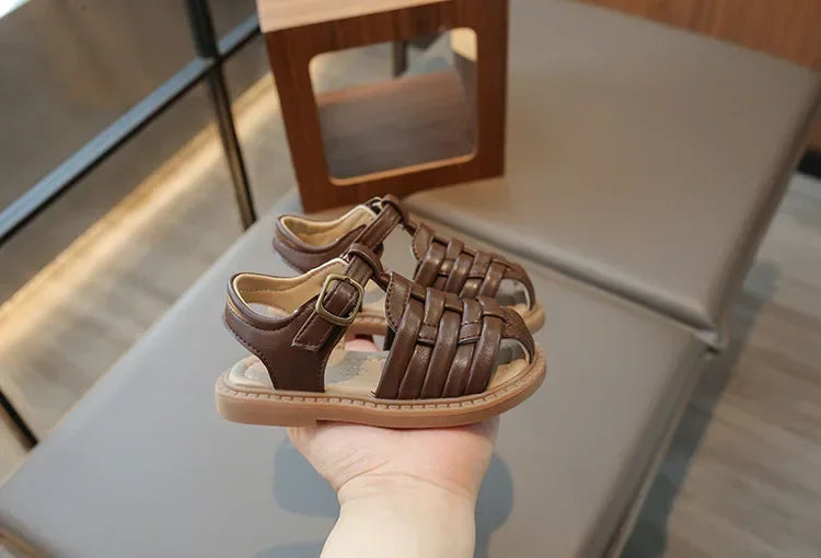 Kids Sandals 2025 Summer Sandals for Boy Fashion Children Cut-Outs Beach Shoes Braided Style Causal Walking Flat Sandals