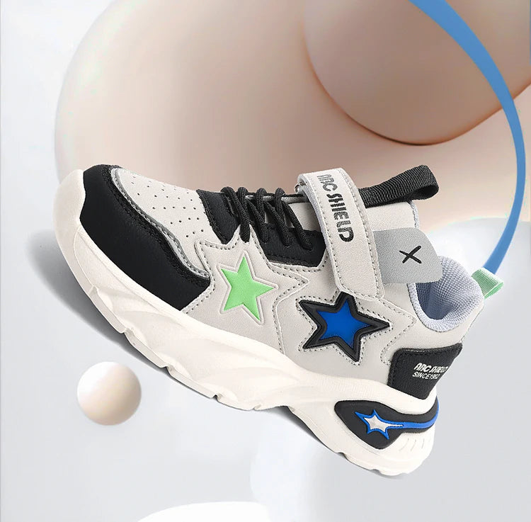 Fashion children's sports shoes boys and girls sports shoes 4 to 10 years old college wind PU leather shoes outdoor casual shoes