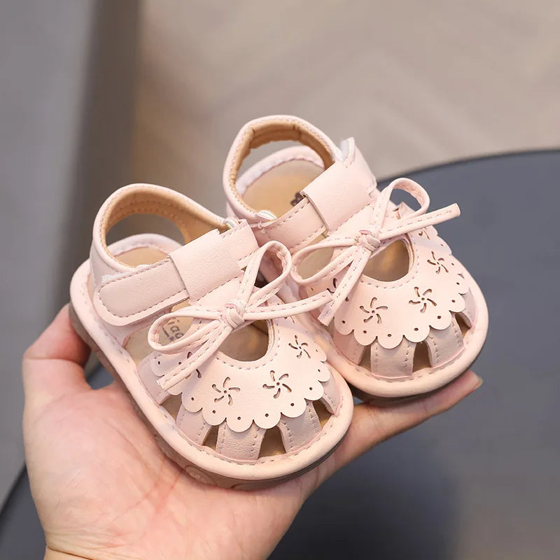 Baby Walking Shoes Package Head Call Sandals Soft Bottom Non-slip Hollow Breathable Casual Shoes 0-2 Years Old Princess Shoes