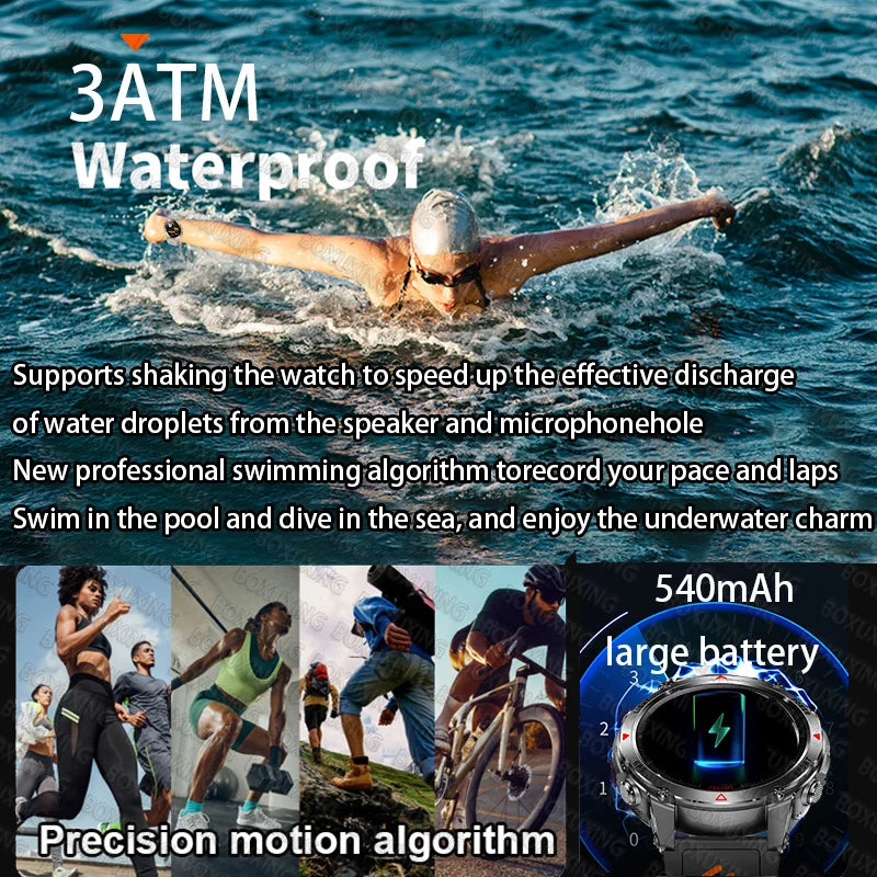 New Military GPS Sports Smart Watch Men Support GNSS Swim 3ATM Waterproof Compass Altimeter BT Call Outdoor Sports Smart Watch