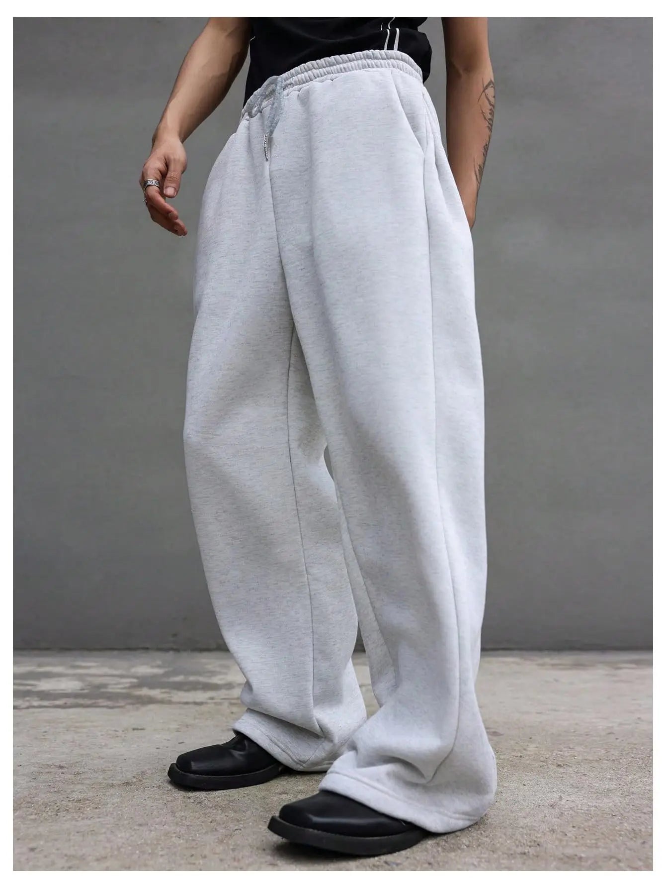 European and American men's waist trousers waist drawstring straight wide-leg loose trousers sports trousers pocket men pants