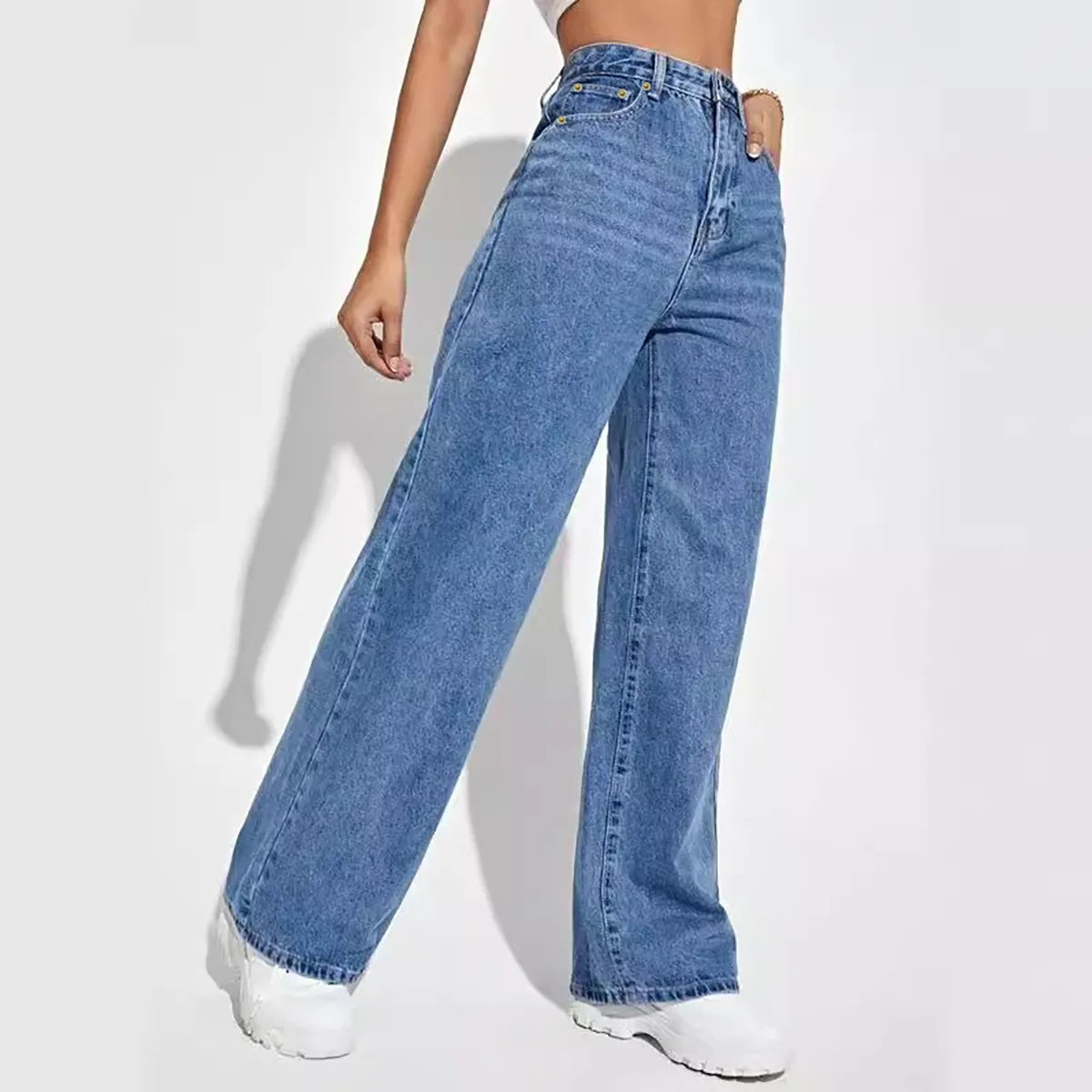 Women Jeans 2025 New Women Wear European And American Loose Denim Wide Leg Pants Slim High Waist All-Match Jeans For Women H300