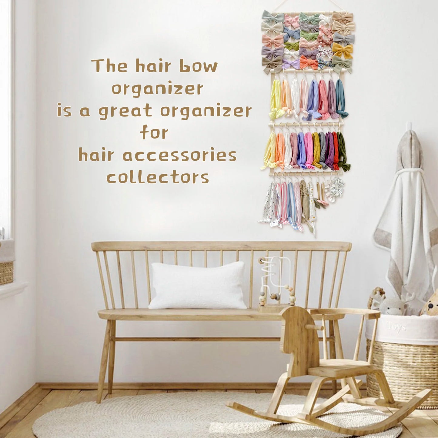 Hair Accessory Organizer With 8 Hooks Hanging Storage Rack For Hair Clips Hat Headband Space Saving Bathroom Bedroom Door Closet