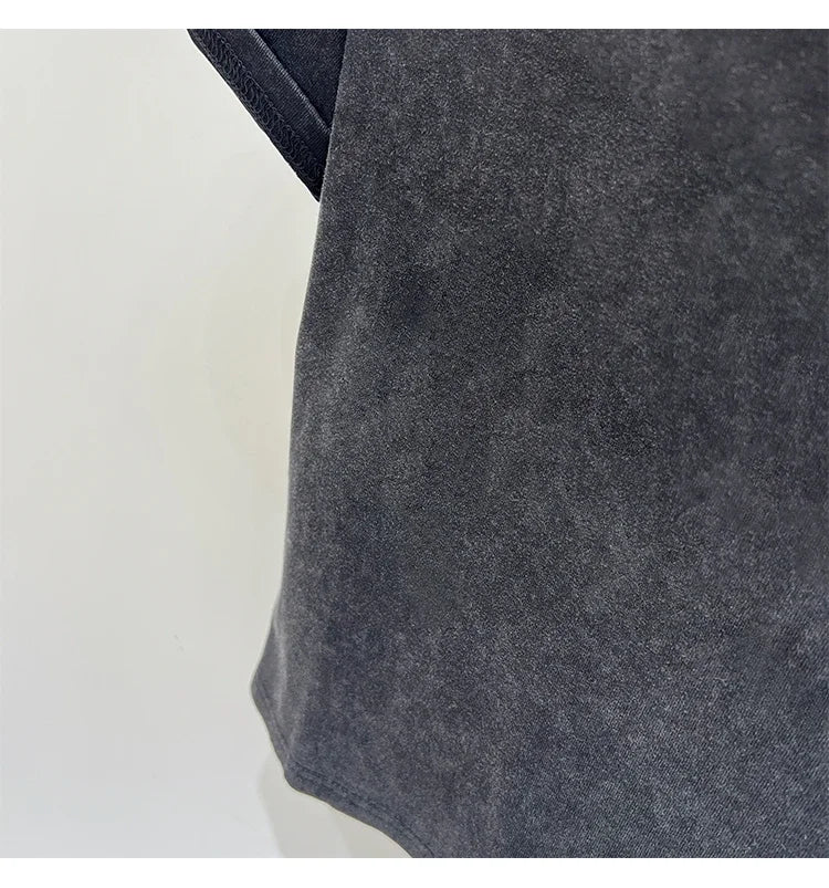 Women's Cotton T-shirt Female Summer 2025 Short Sleeve Washed Vintage Tee Harajuku Casual O-Neck Simple Slim Fit T Shirts