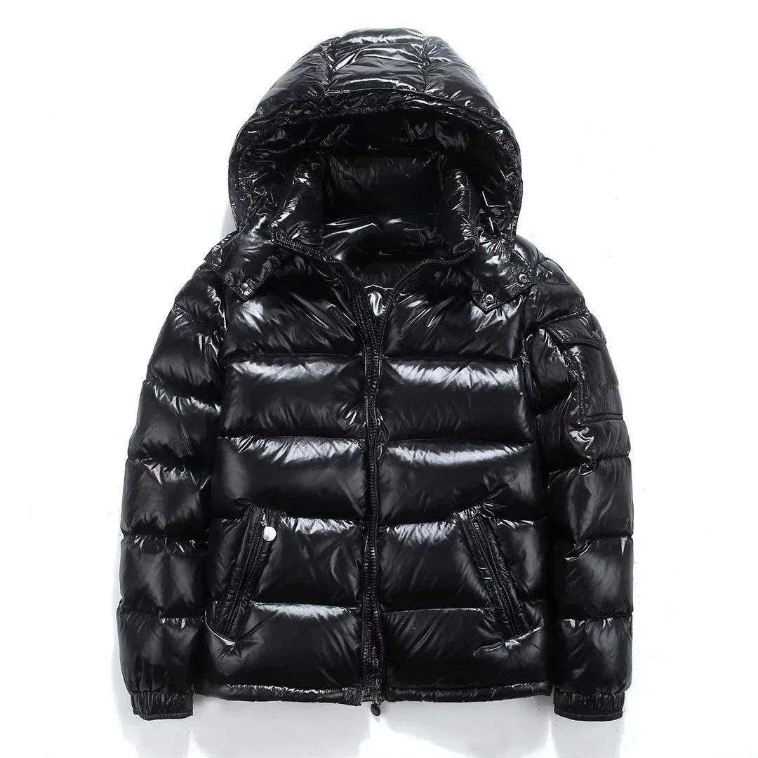 New Glossy Down Jackets Hooded Women Thickened Warm-Keeping Cold-Proof Long Sleeve Cardigan Jacket Men Jackets Short Winter