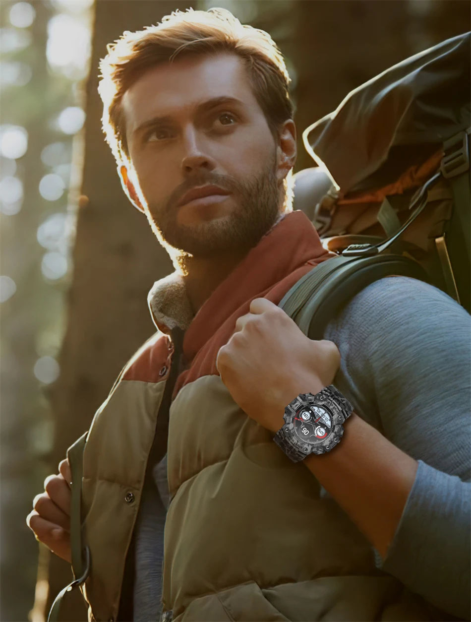 For Xiaomi Military Sports Smart Watch Men 100+Sports Fitness Flashlight Compass Heart Rate Bluetooth Call Waterproof Smartwatch