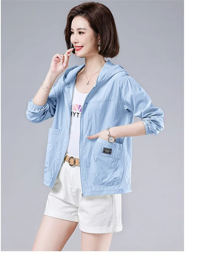 2025 New Summer Women Jacket Waterproof Sun Protection Clothes Thin Lightweight Jacket Women Quick Dry Sport Coat Windbreaker
