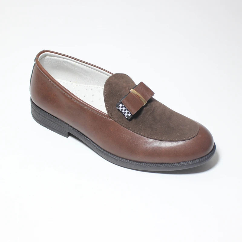 Kids Shoes For Boys PU Leather School Show Dress Shoes Flats Classic British Oxford Shoe Children Wedding Loafer Moccasins Brown
