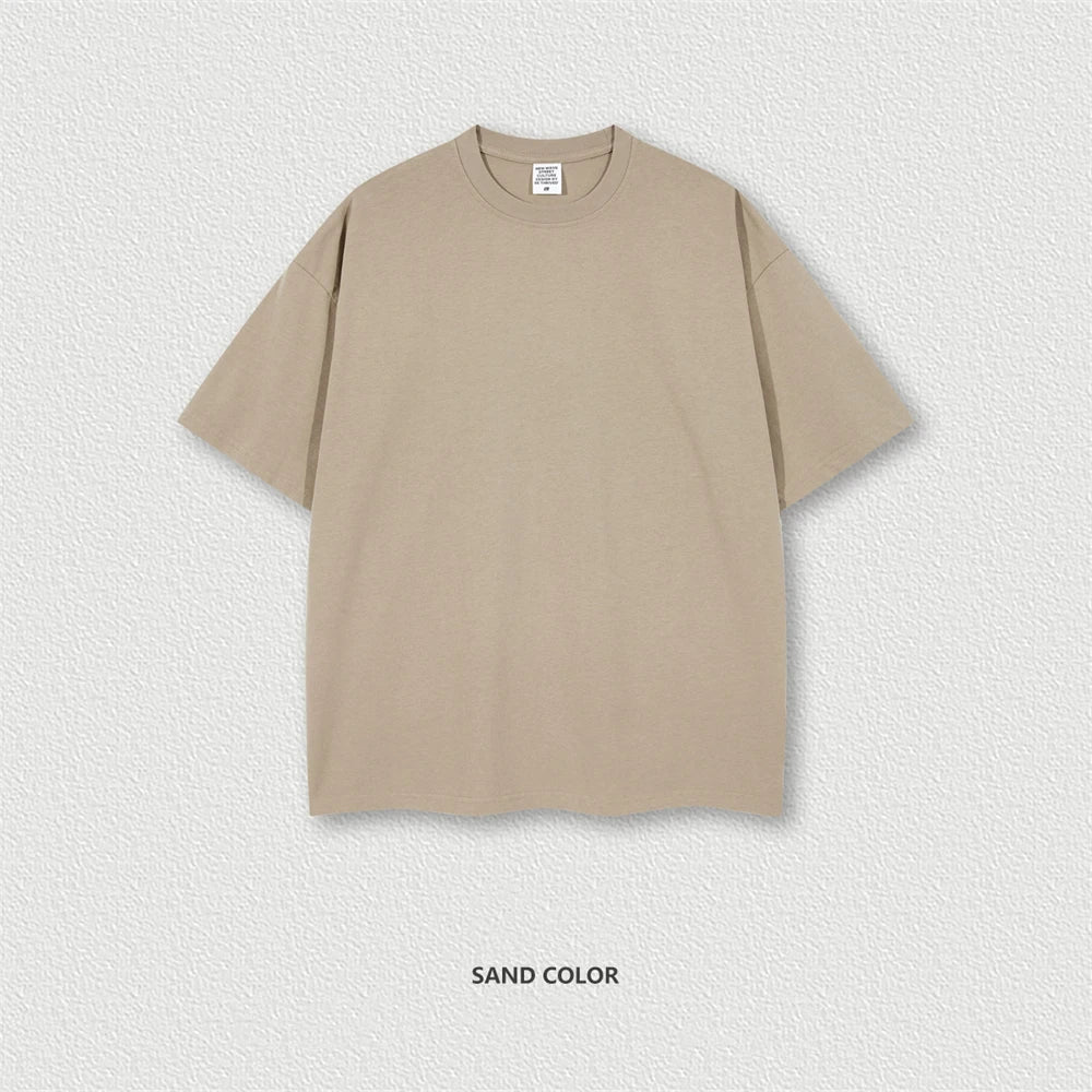 ZODF Trendy Summer 260gsm Cotton Oversized T Shirts For Men Unisex Male Kanye West High Street Solid Tees Brand Tops HY0122