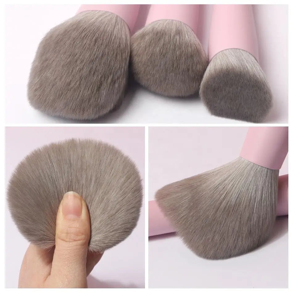Pink Makeup Brush Set Private Label Wholesale Bulk Cosmetic Synthetic Hair Vegan Brushes Free Custom Logo Beauty Tool 10Sets