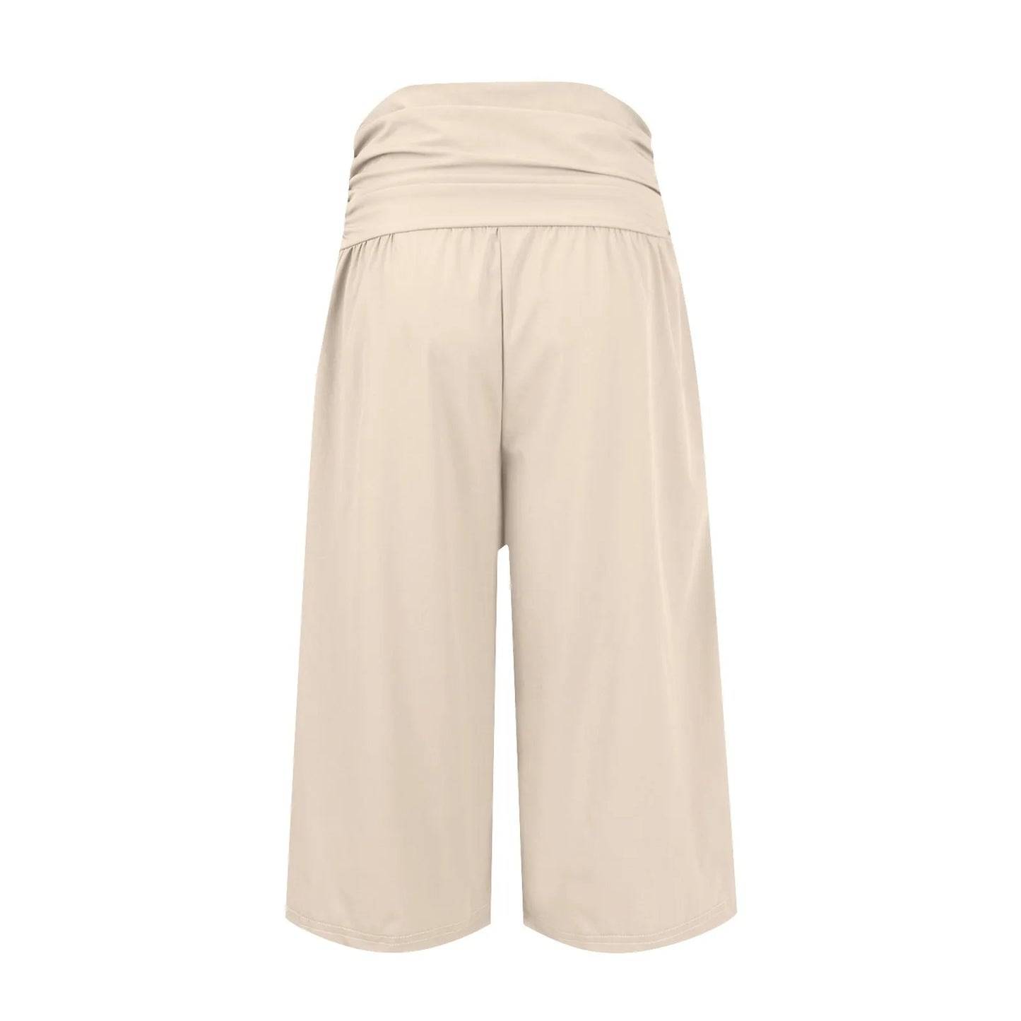 women pants summer loose cropped pants High Waist Solid Color Casual Trousers Pants With Pockets cozy breathable pantalon femme