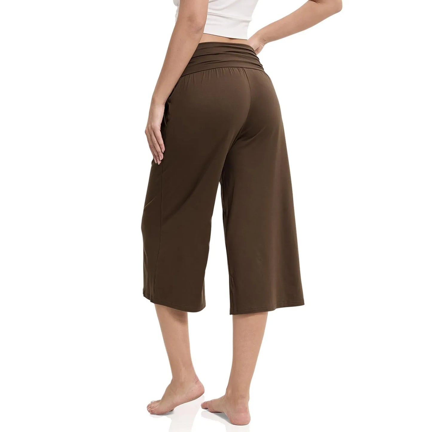 women pants summer loose cropped pants High Waist Solid Color Casual Trousers Pants With Pockets cozy breathable pantalon femme