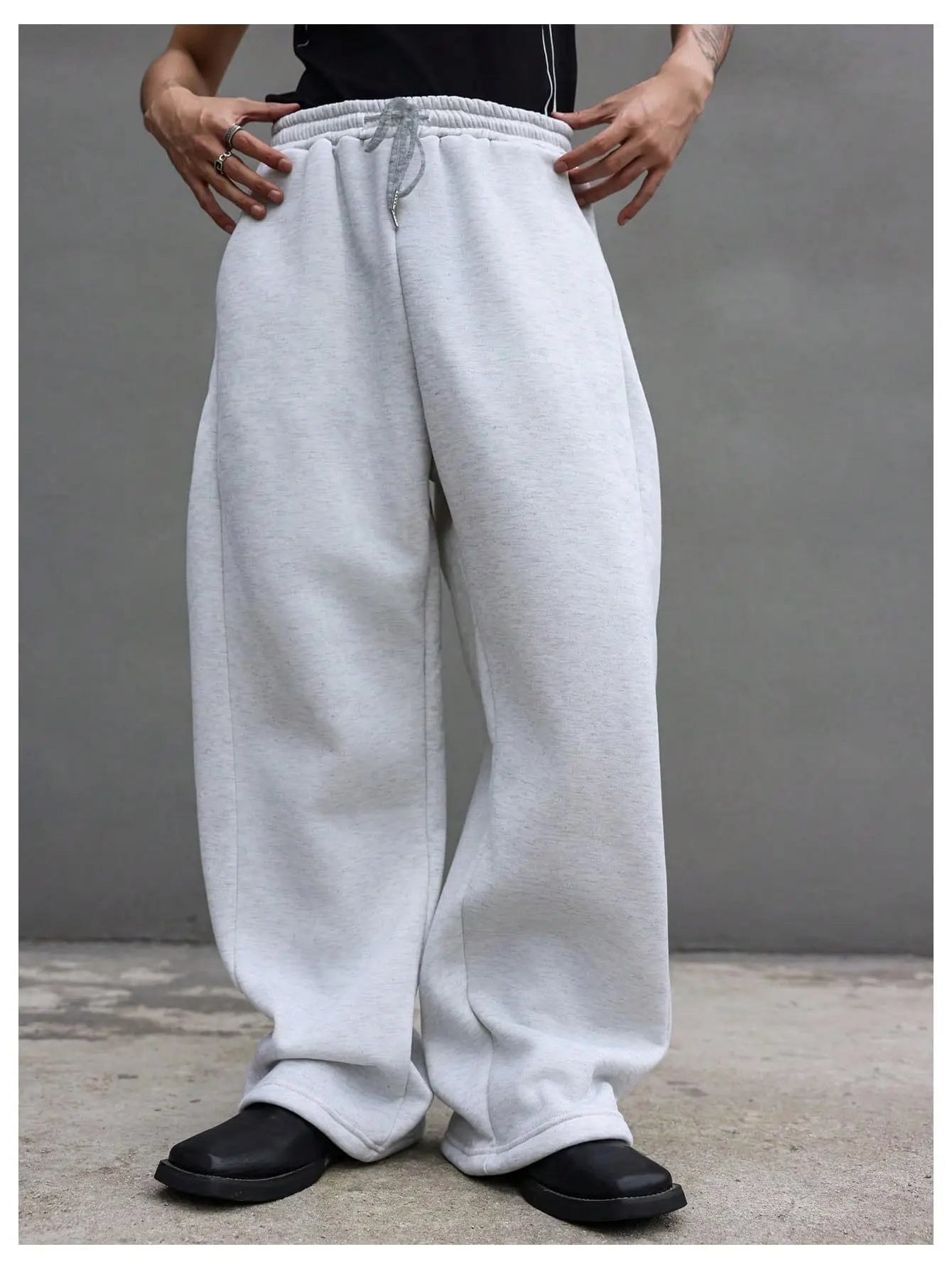 European and American men's waist trousers waist drawstring straight wide-leg loose trousers sports trousers pocket men pants