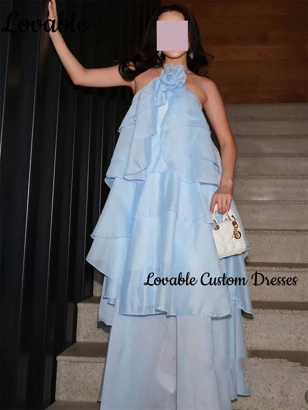 Women'S Evening Dresses Customize Column Halter Floor-Length Formal Occasion Dresses Ruffle Zipper Up Sleeveless Vestidos De Fes